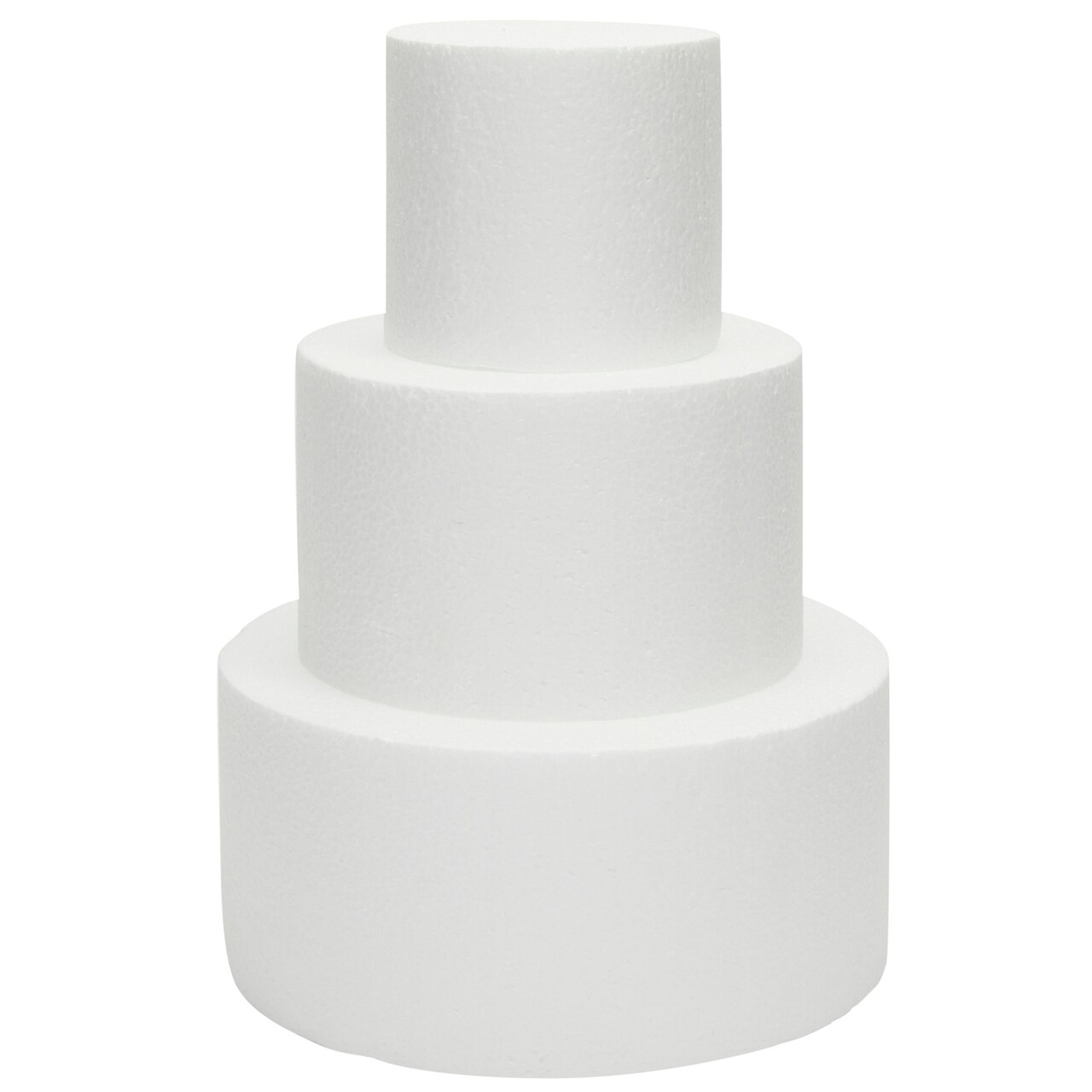 3 Piece Round Foam Cake Dummy Set for Decorating, Faux Cake in 3 Sizes for Birthday, Wedding Display (10.8 Inches Tall)